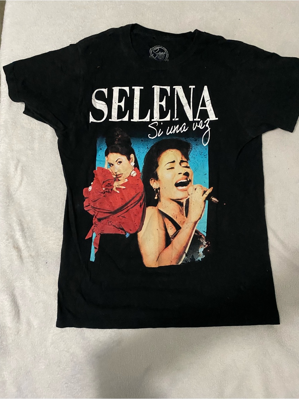 Othr Black Selena 'Si Una Vez' Graphic Tee with Red & Blue Print